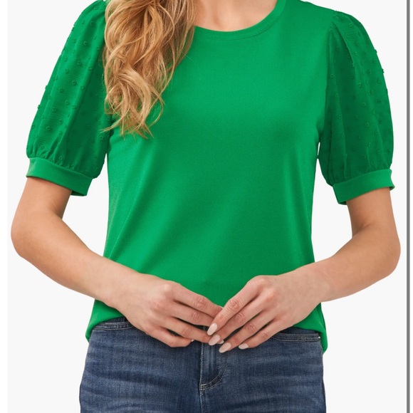 Puff Sleeve Mixed Media Top - Picture 1 of 9